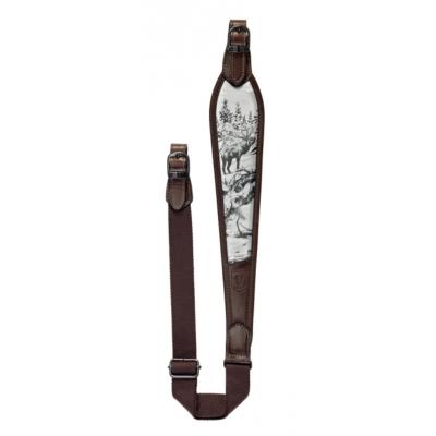 Bretelle pour carabine en cuir Effet gravé -RISERVA - Modèle CERF